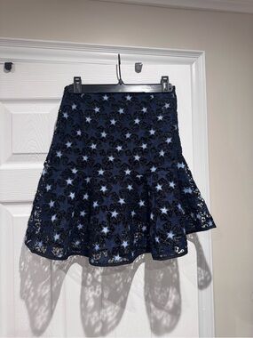 Sandro Navy Star Lace Skater Skirt